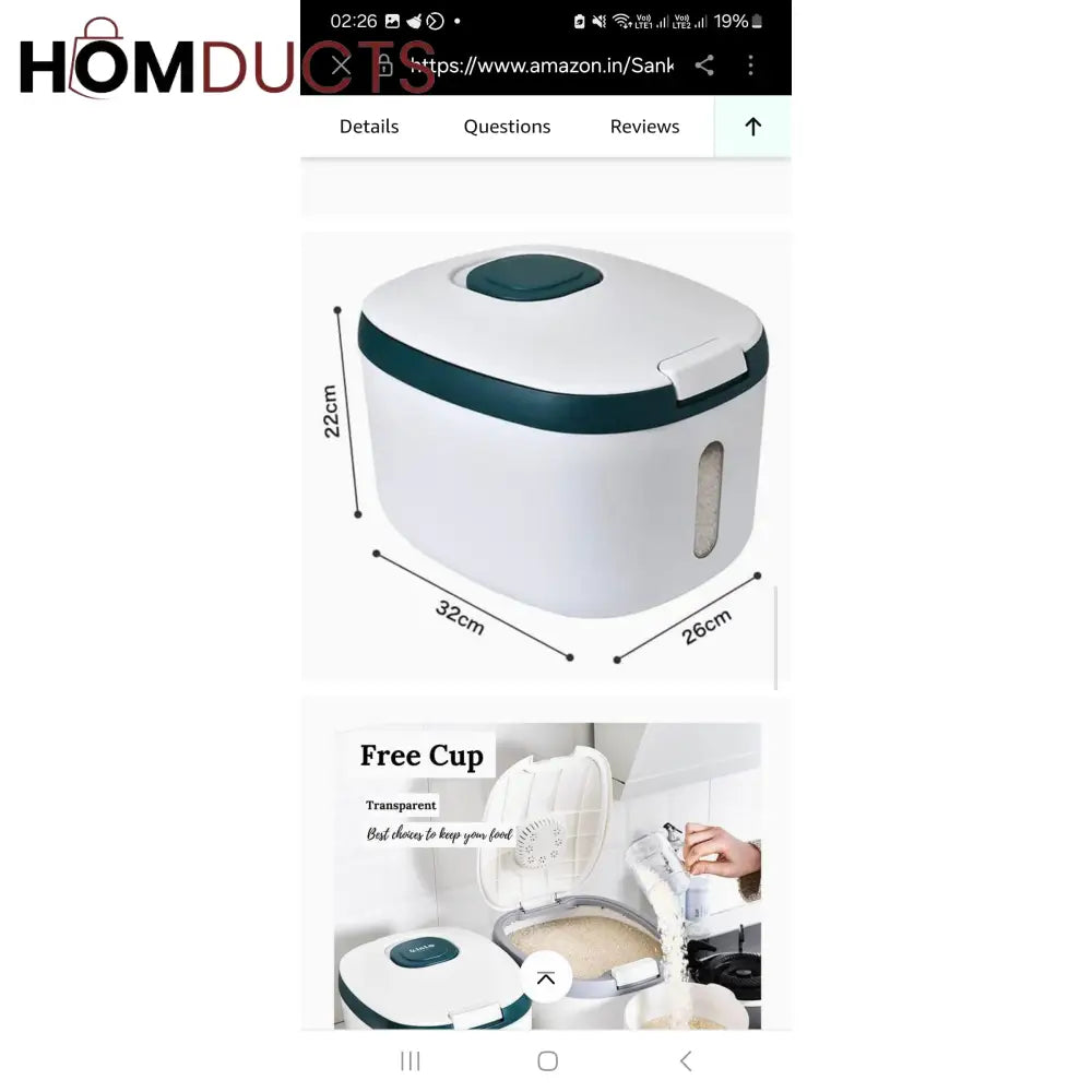10kg Kitchen Moisture Proof Rice And Flour Container