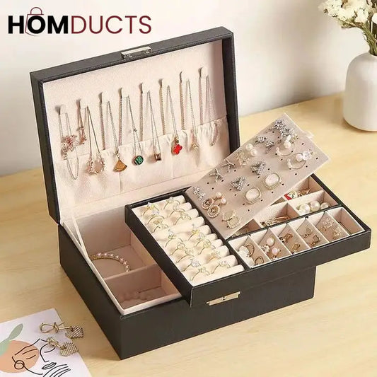 2 Layer Leather Jewelery Organizer