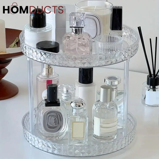2 Layer Rotating Desktop Cosmetic Organizer