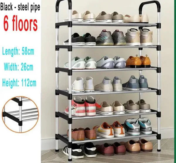 Premium 5 Tier Classic Stainless Steel Shoe Rack, Stackable Multilayer Shoe Organizer Shelf for Entryway