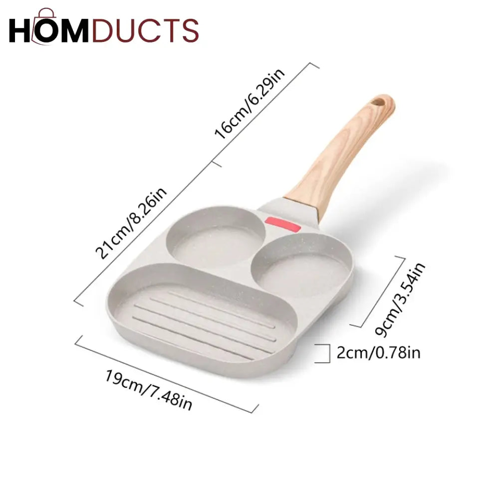 3 in 1 Marble Coated Frying Pan With Grill