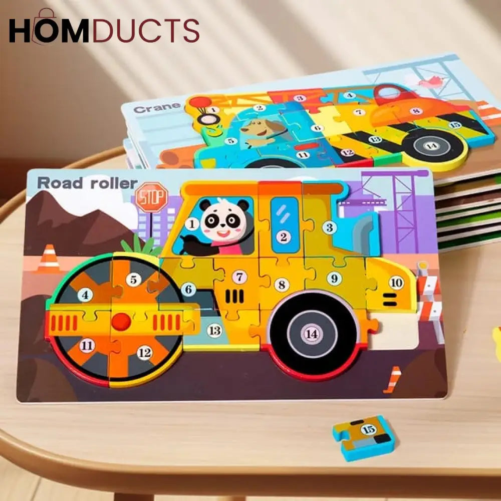 3d Wooden vehicle theme puzzle
