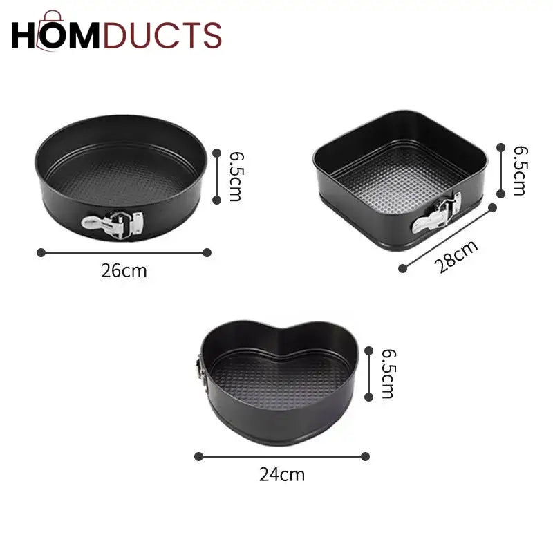 3pc Non Stick Cake Pan (Round, Heart , Square)