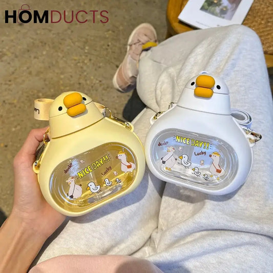 500ML Kids Water Bottle with Straw & Lid - Durable & Cartoon Character Design