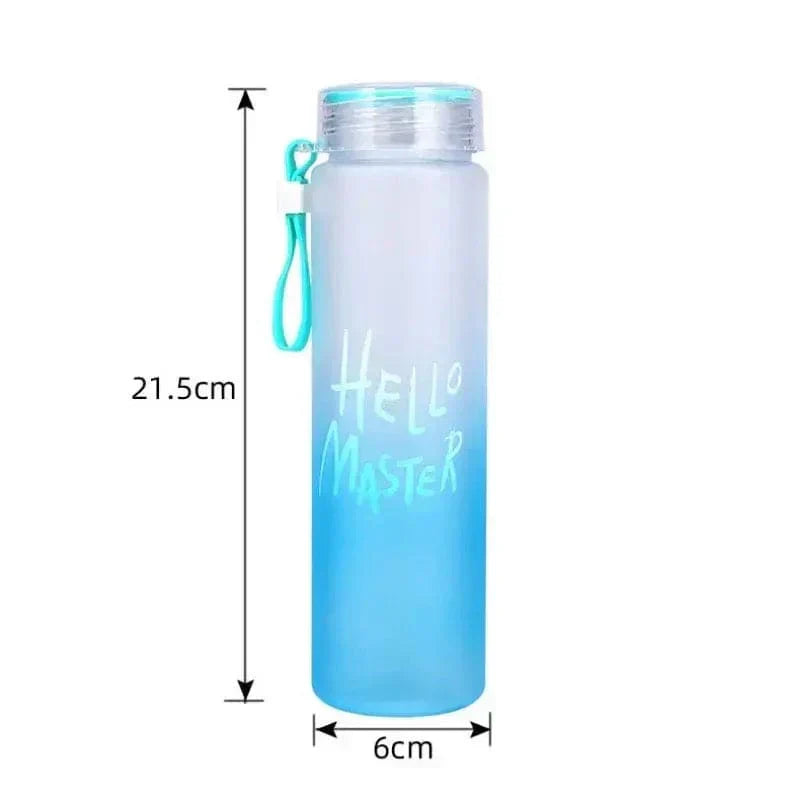 Hello Master Gradient Glass Water Bottle – 480ml Frosted Portable Stylish Sports & Travel Bottle