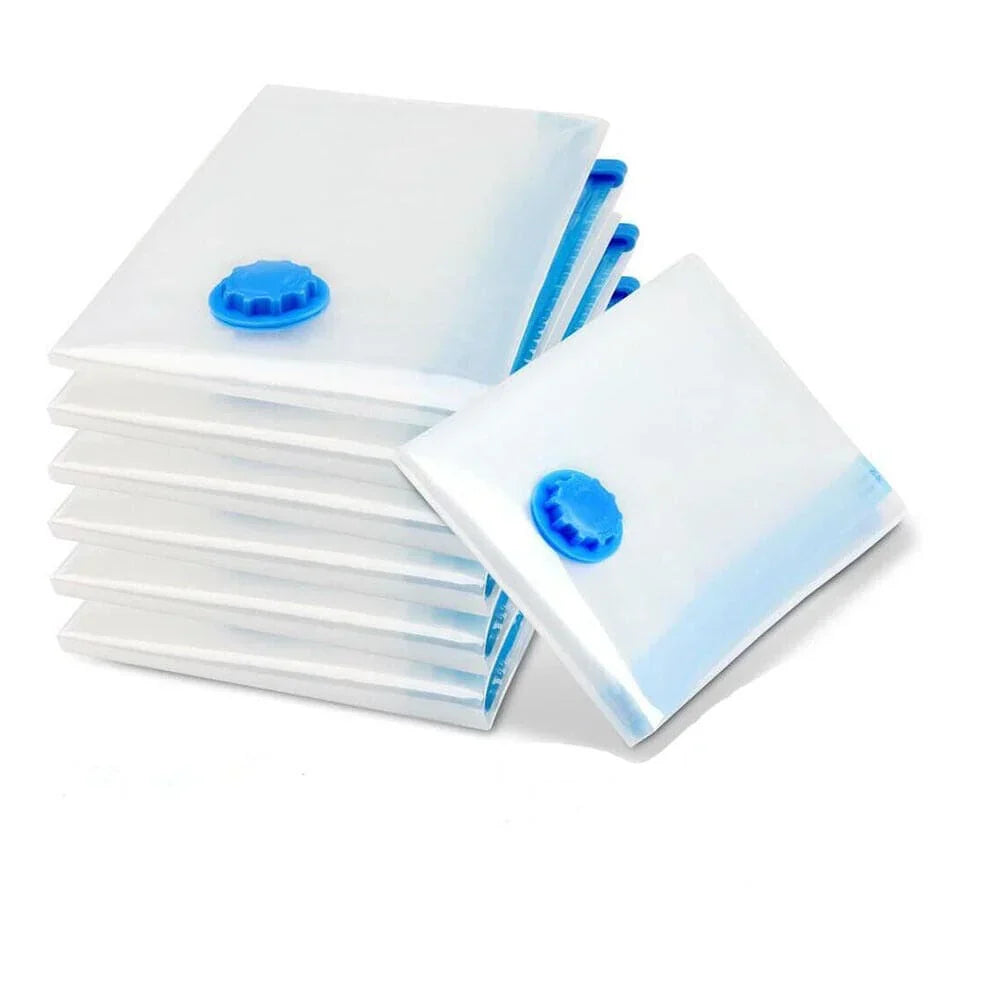 Premium Space Saver Vacuum Storage Bags (Set of 5) with Hand Pump, Double Zip Seal for Clothes, Bedding and Comforters