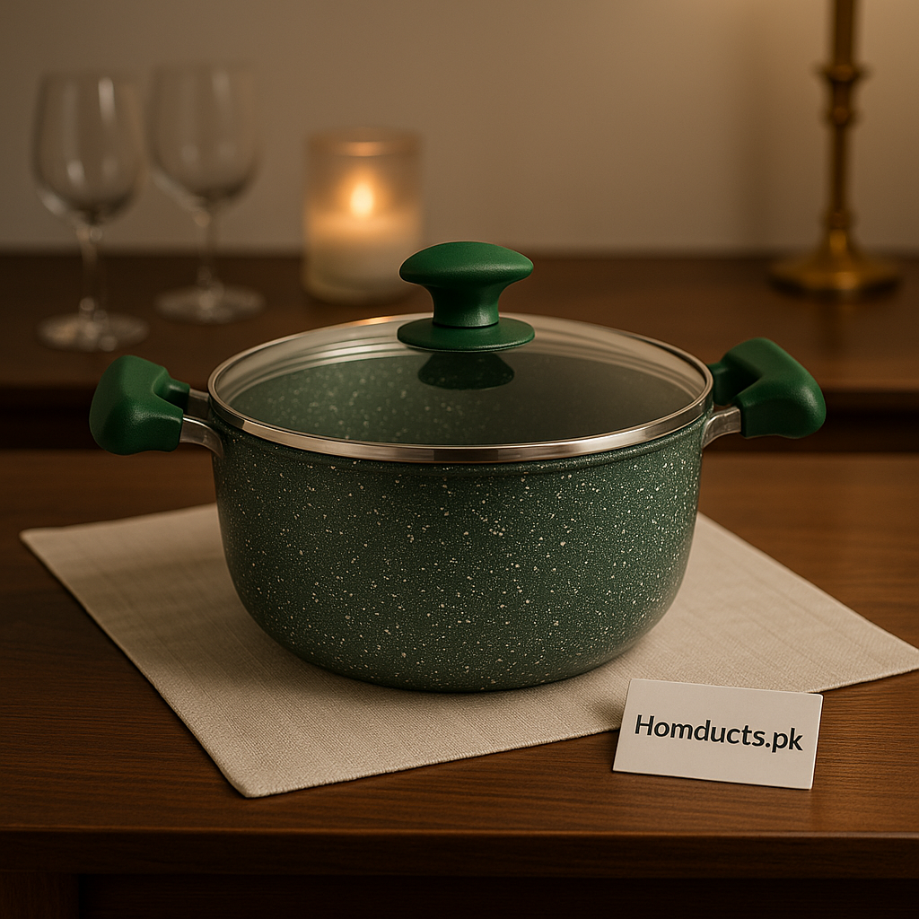 Prestige Premium Non-Stick Marble Casserole Pot with Glass Lid – Heavy Duty Cooking Pan