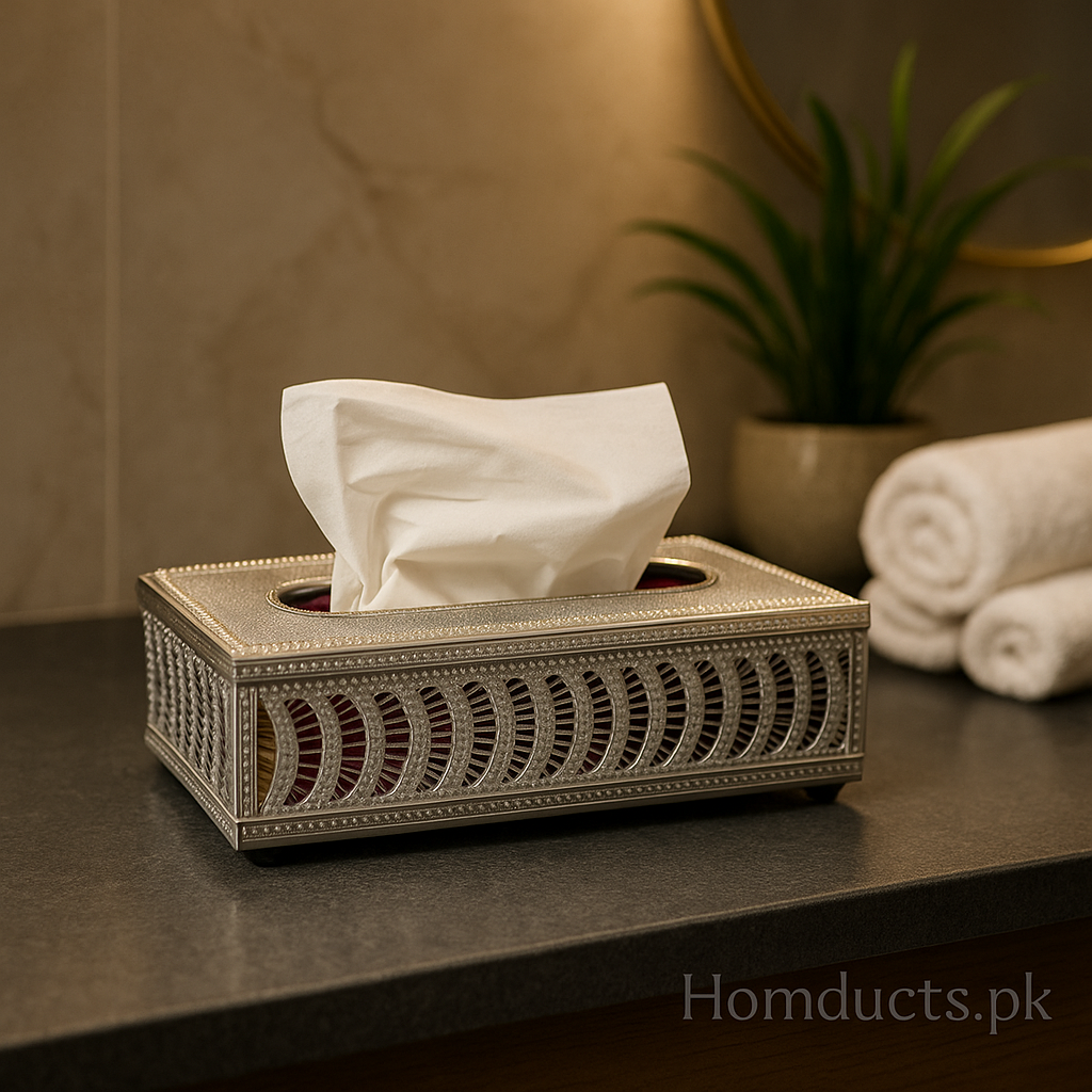 Premium Crystal-Design Tissue Box Holder – Luxury Decorative Tabletop & Bathroom Organizer