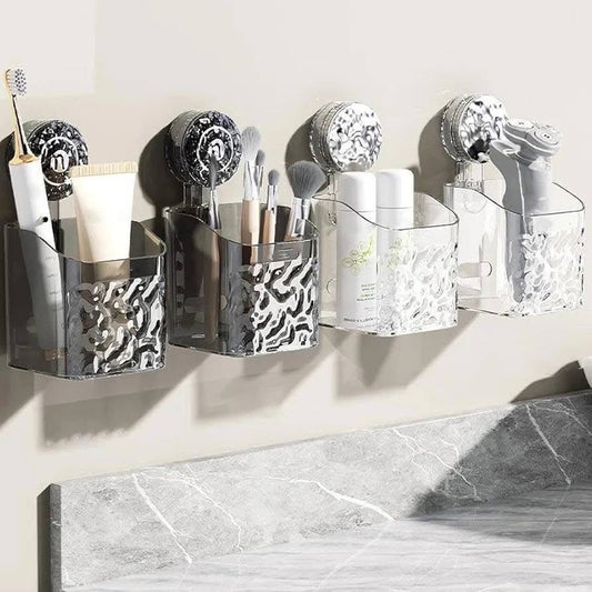 Luxury Crystal-Clear Wall Mounted Bathroom Organizer – Strong Adhesive Shower Storage Rack