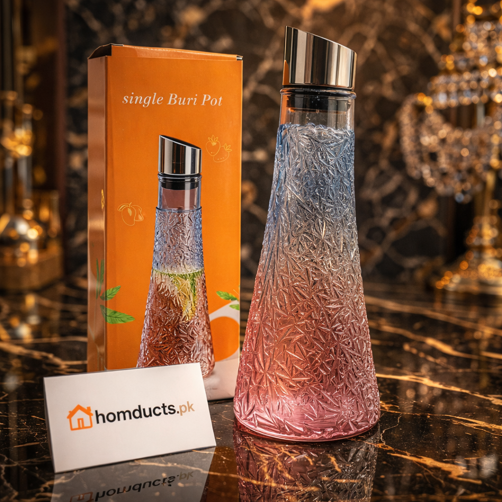Luxury Gradient Glass Oil & Vinegar Dispenser Bottle with Stainless Steel Spout – Premium Kitchen Carafe | Homducts.pk