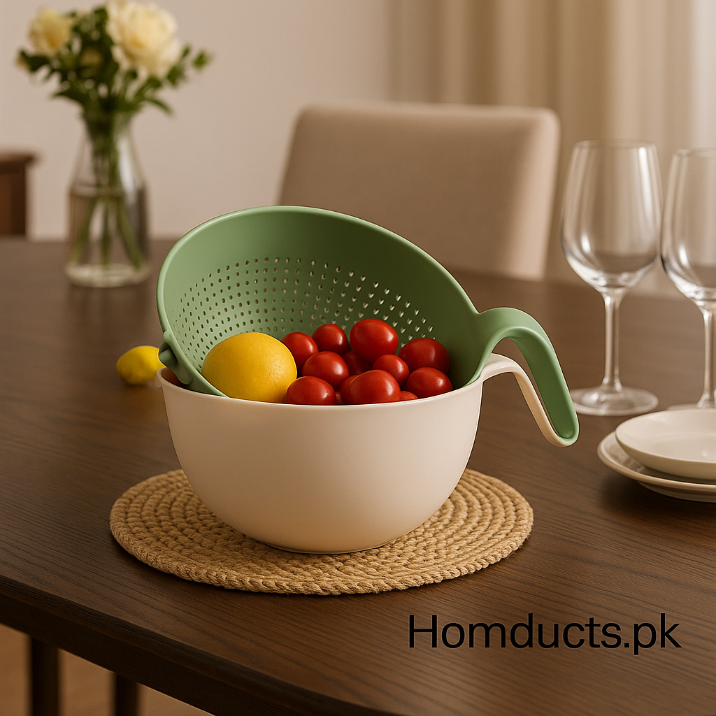 Premium Multi-Functional Colander & Mixing Bowl Set – Double Layer Drain Basket for Kitchen