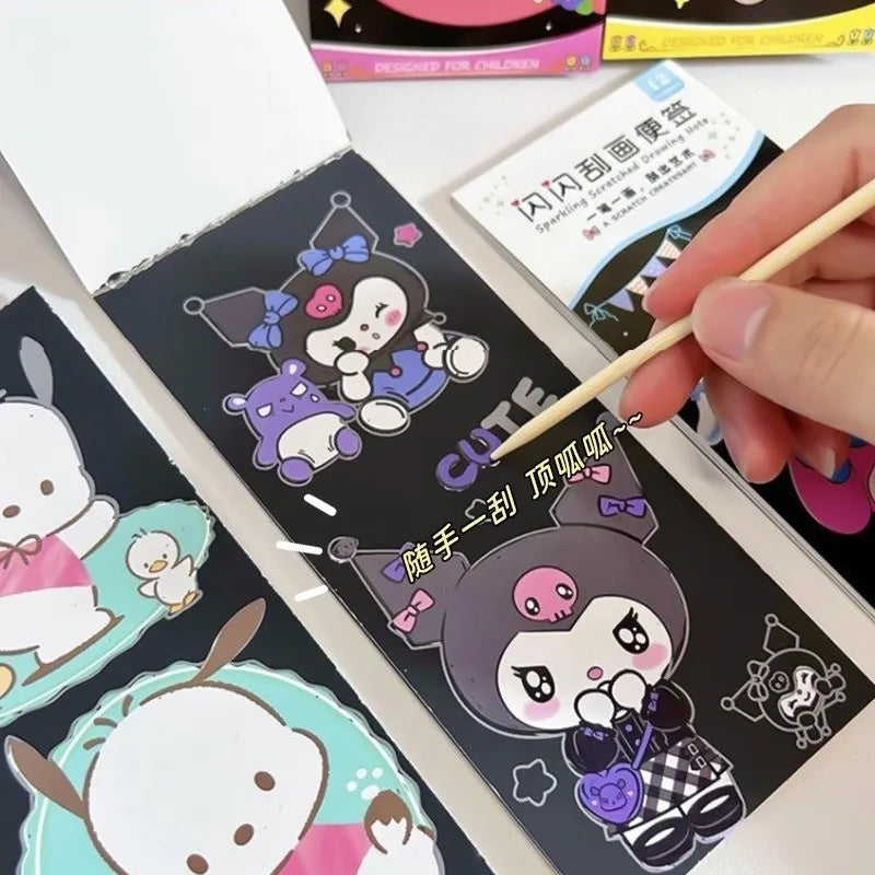 Sanrio Magic Multicolor Scratch Art Kit – DIY Painting Paper Book for Kids Creative Drawing & Educational Fun