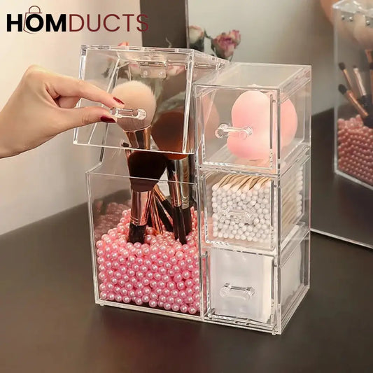 Acrylic Makeup Brush Organiser With Drawer
