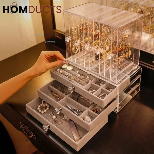 Acrylic Transparent Jewelry Organizer With Drawer