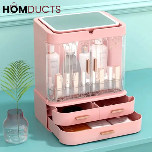 Cosmetic Storage Box With Mirror Led Light