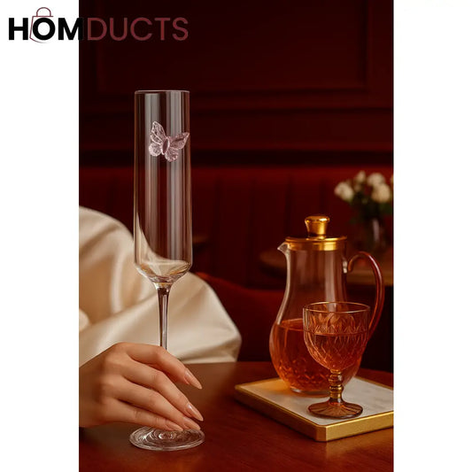 Crystal Butterfly Champagne Glass – Elegant Handcrafted Flute