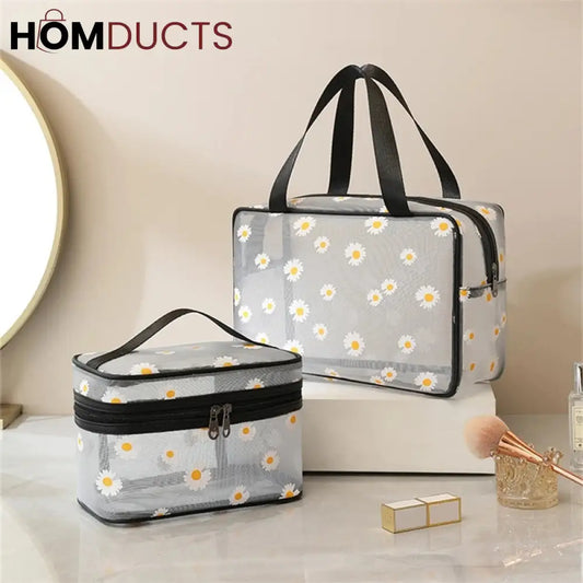 Daisy Mesh Makeup Bag (Pair Set)