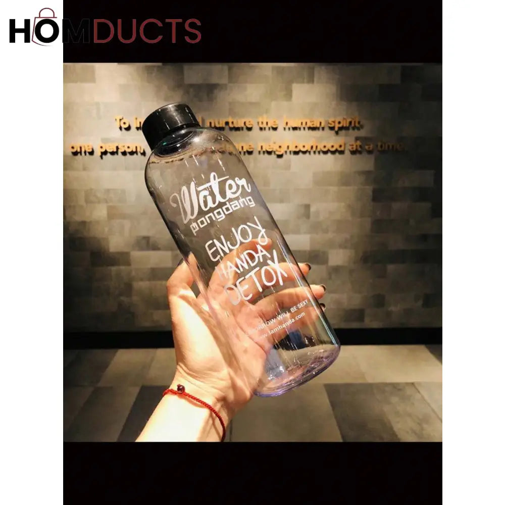 Detox Clear Glass Bottle 1000ML with Protective Cover - Stay Hydrated & Healthy