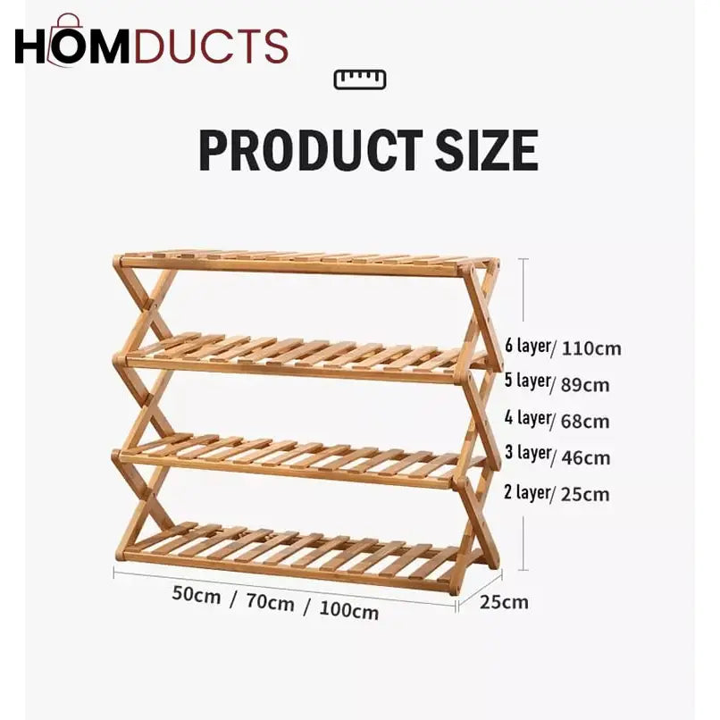 Foldable wooden shoe rack