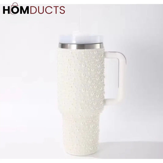 Glamorous Pearl Style 40oz Rhinestone Tumbler - Stay Hydrated in Style
