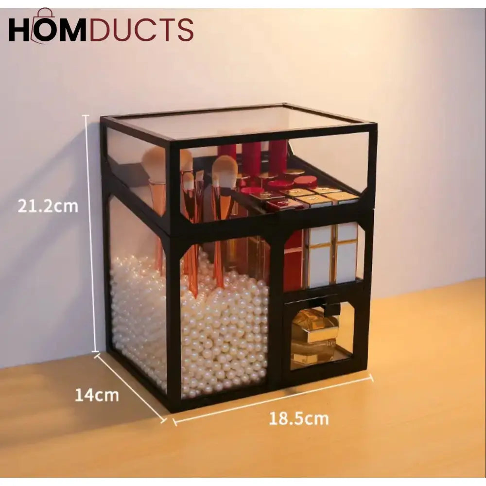Glass Cosmetic And Makeup Brush Organiser