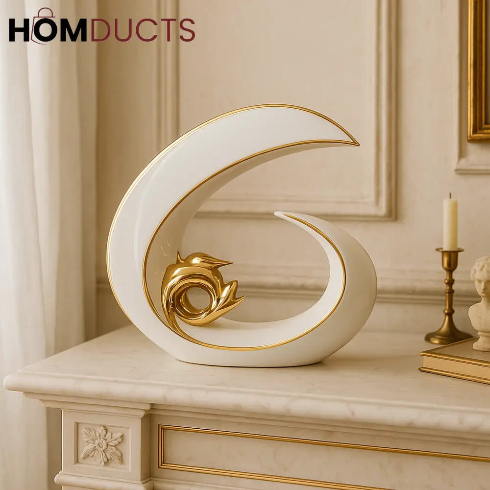 Golden Embrace Crescent Sculpture – Elegant Parisian Accent Décor
