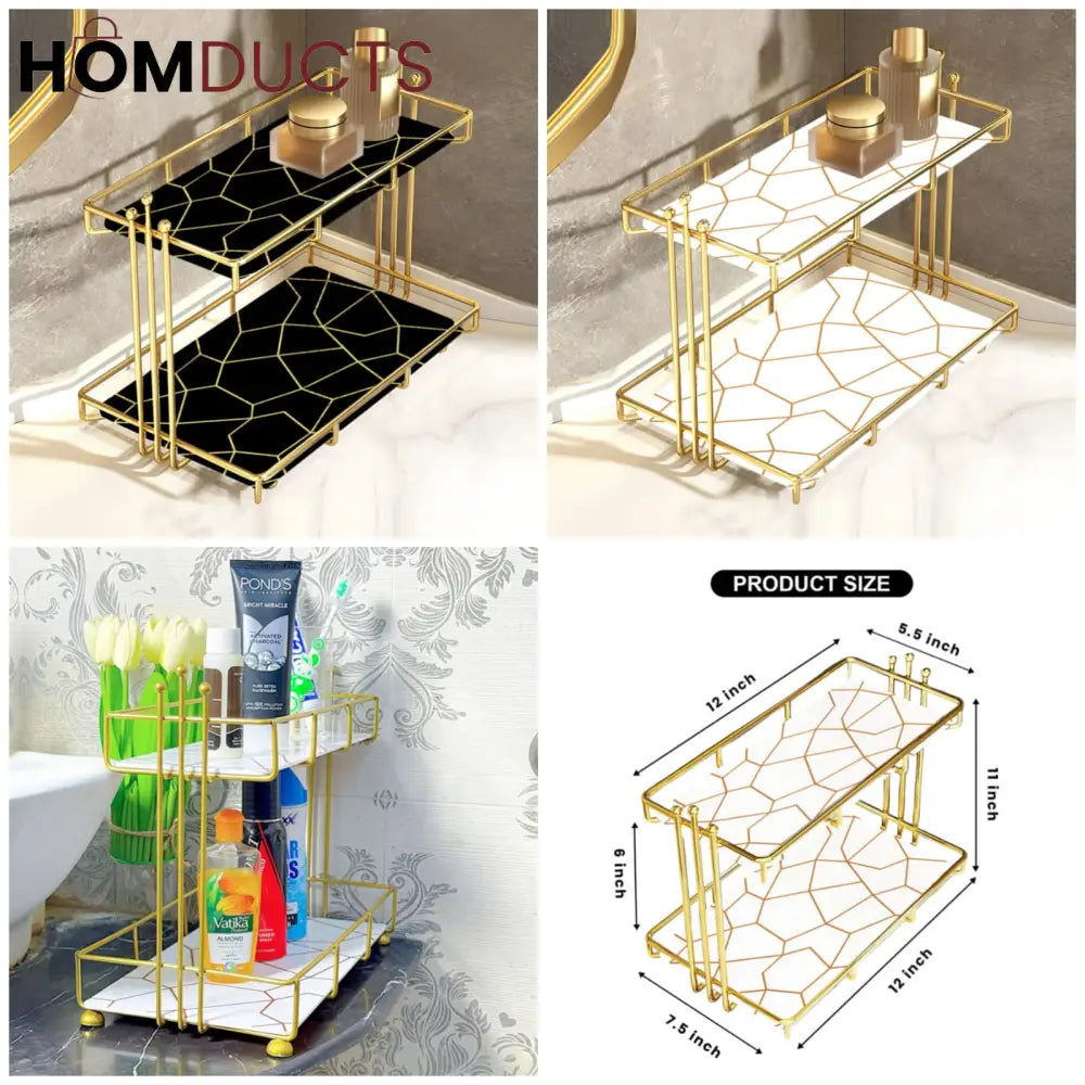 Iron Art Marble Style Nordic Makeup Organizer