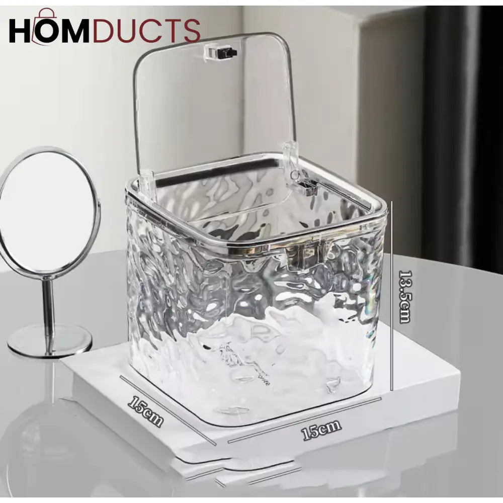 Luxury Clear Textured Tissue Storage Box with Lid – Elegant Acrylic Dispenser for Wet Wipes & Napkins