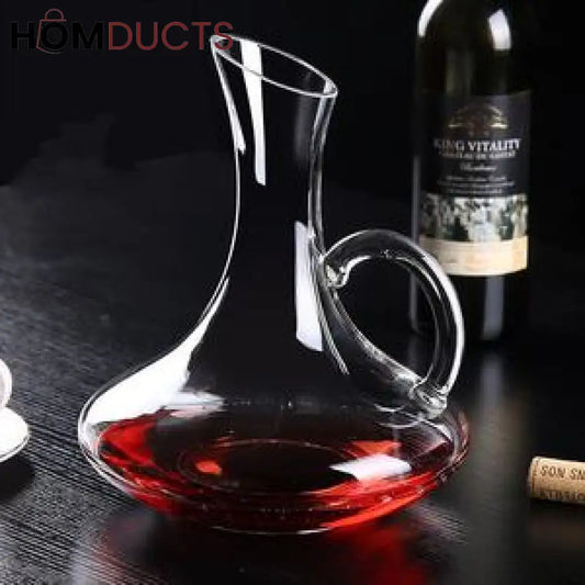 Luxury Crystal Glass Decanter with Handle – Hand-Blown Transparent Pitcher for Beverages and Home Decor