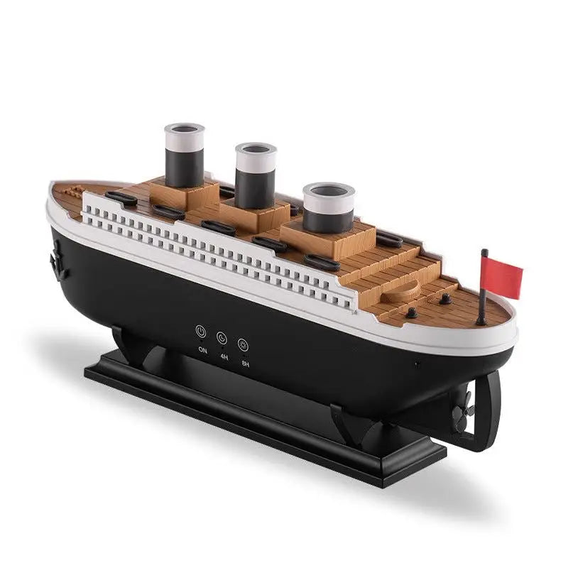 Luxury Ship-Shaped Humidifier with LED Lights & Dual Mist Outlets