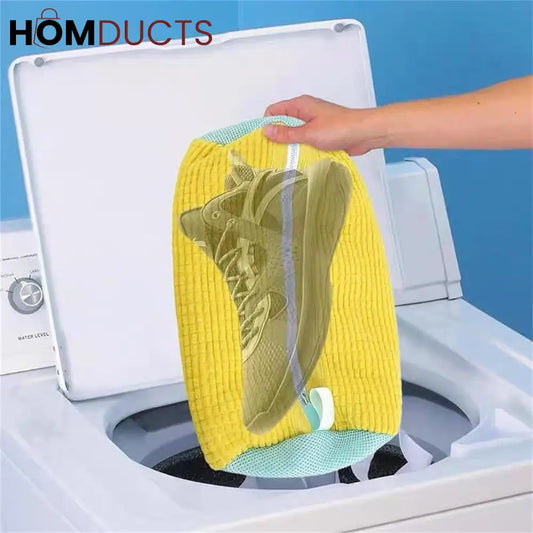 Microfiber Shoe Wash Bag for Washing Machine – Protective Sneaker Laundry Bag with Zipper and Cushion Padding(Pair)