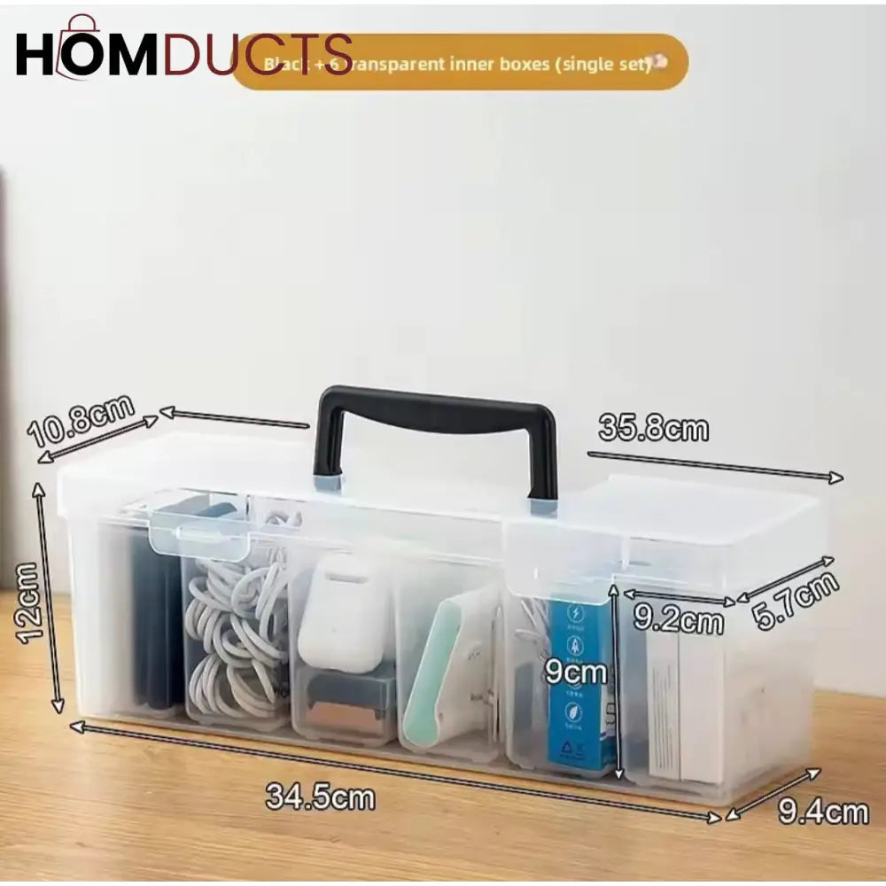Multi-Purpose Storage Box with Handle – 6 Removable Compartments for Spices, Cables, Crafts & More
