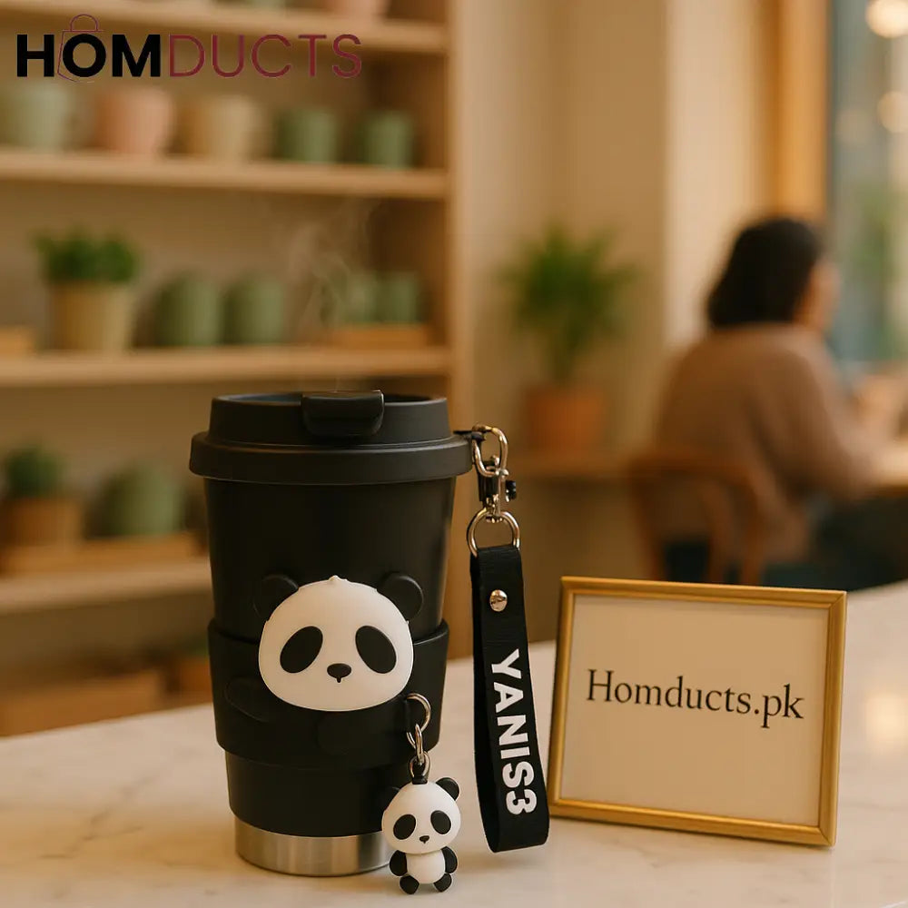 Panda Charm Thermo Cup – Travel Mug with Strap & Keychain