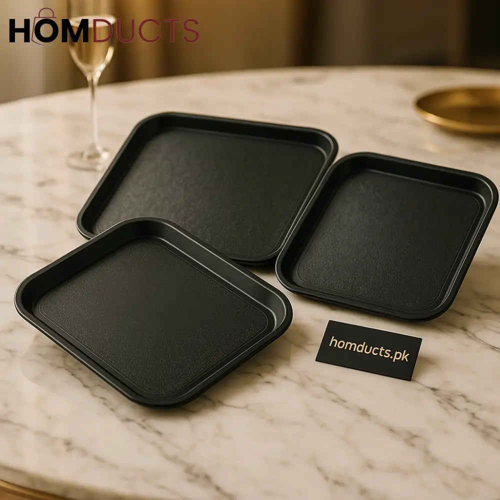Premium Black Serving Trays Set – Non-Slip, Durable & Multipurpose Food Trays