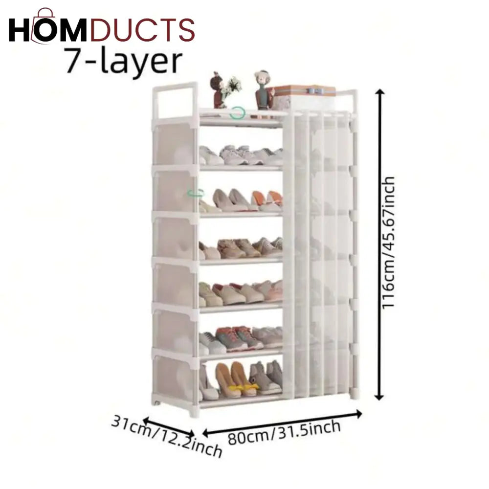 Premium Multi-Layer Shoe Rack with Dust Cover – Elegant Storage Organizer