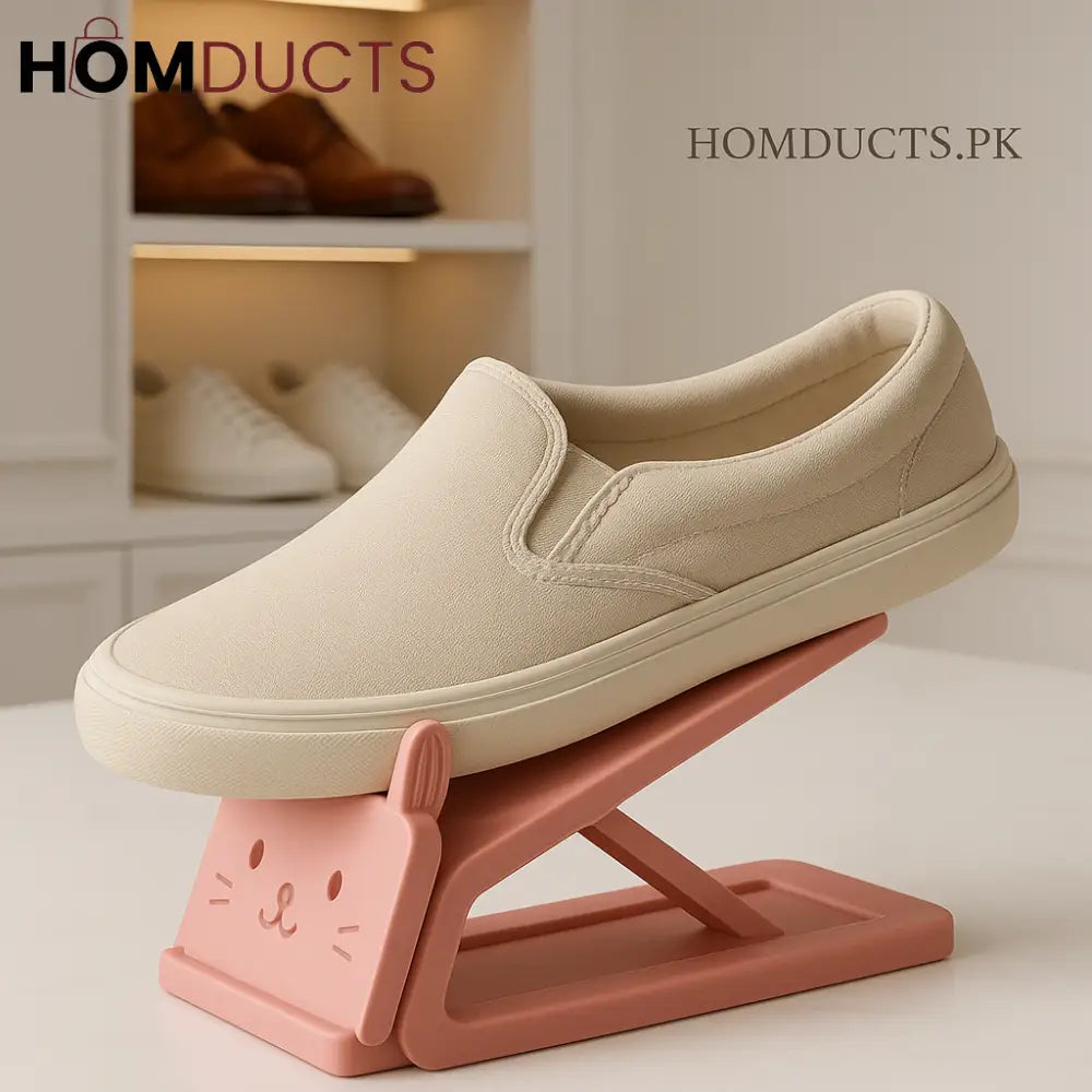 Premium Pink Cat Shoe Stand – Space-Saving Shoe Organizer