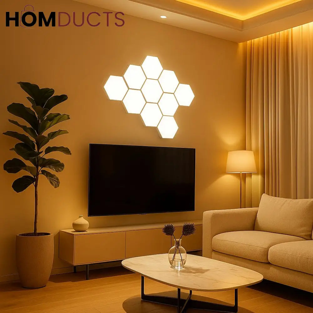 Quantum Hexagon LED Wall Lights – RGB Touch Sensor Modular Panels for Room & Gaming Decor – Battery Operated & Smart Control