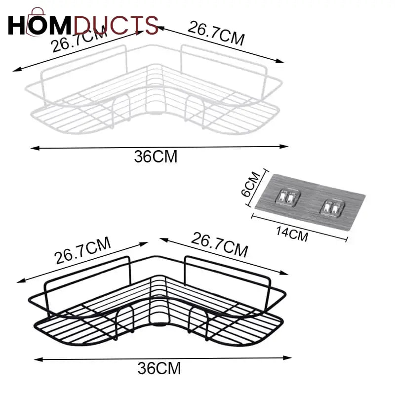 Self-adhesive wall corner rack