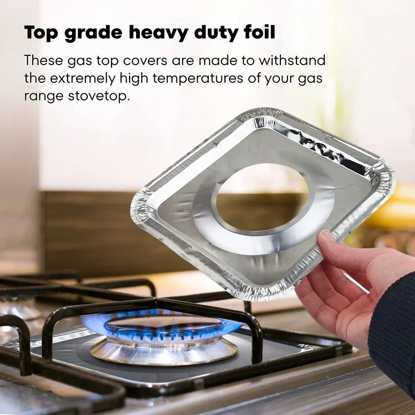 Pack of 10 - Disposable Aluminum Foil Round Gas Stove Burner Covers – Heat Resistant & Grease-Proof