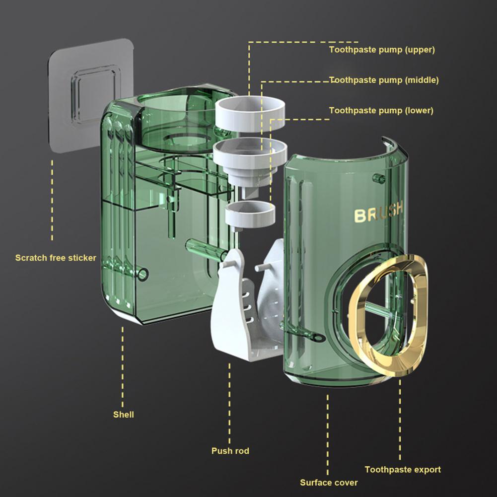 Luxury Automatic Toothpaste Dispenser – Wall Mounted Acrylic Brush Holder