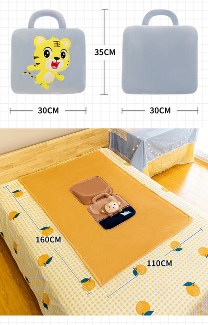 3-in-1 Cartoon Cushion Blanket – Plush Pillow & Travel Blanket