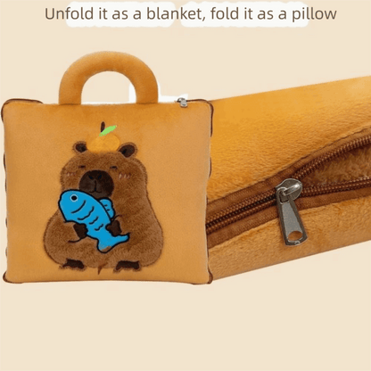 3-in-1 Cartoon Cushion Blanket – Plush Pillow & Travel Blanket