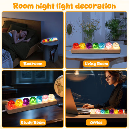 Luxury Crystal LED Globe Lamp – 7 Color Decorative Light on Wooden Base