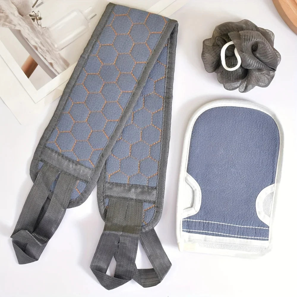 Luxury Exfoliating Bath Set – Back Scrubber, Loofah & Body Glove