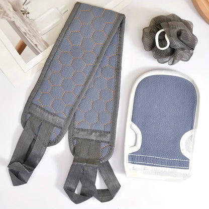 Luxury Exfoliating Bath Set – Back Scrubber, Loofah & Body Glove