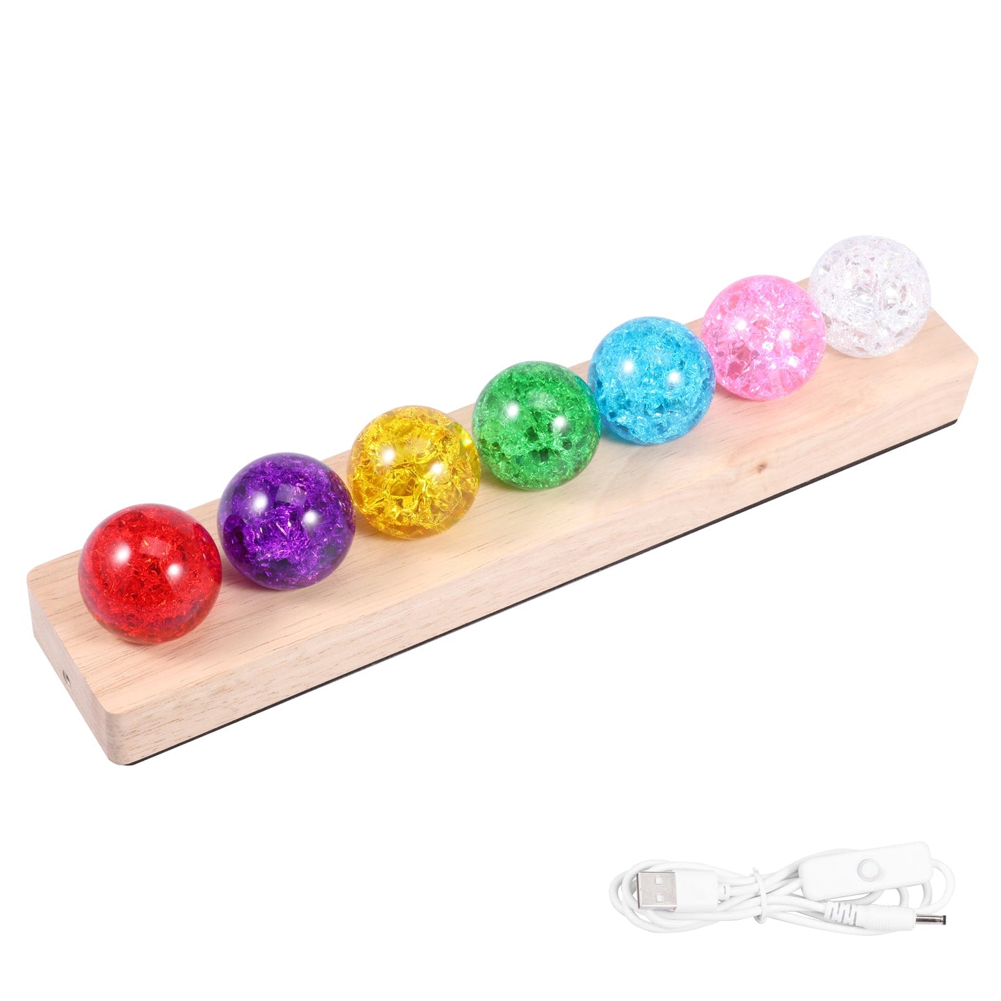Luxury Crystal LED Globe Lamp – 7 Color Decorative Light on Wooden Base