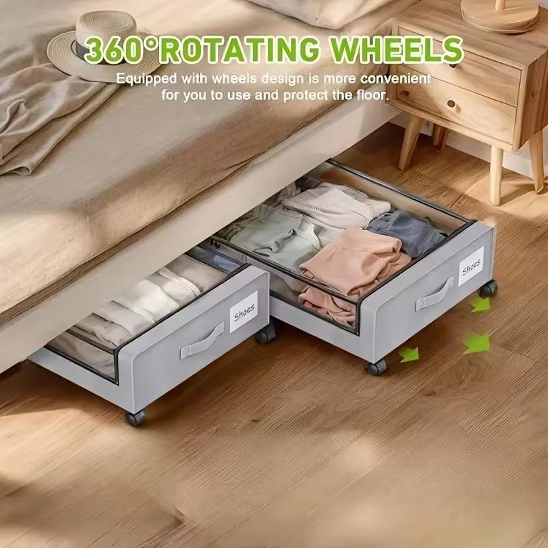 Premium Under Bed Storage Box with Wheels – Large Capacity Dustproof Organizer