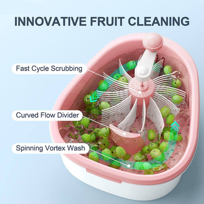 Hands-Free Fruit and Vegetable Washer with Manual Crank – Automatic Spin Cleaning Bowl for Kitchen