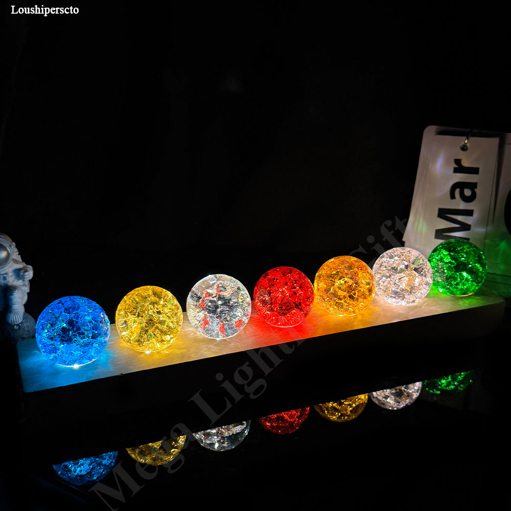 Luxury Crystal LED Globe Lamp – 7 Color Decorative Light on Wooden Base
