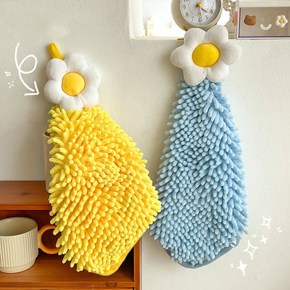 Floral Daisy Hanging Microfiber Hand Towel